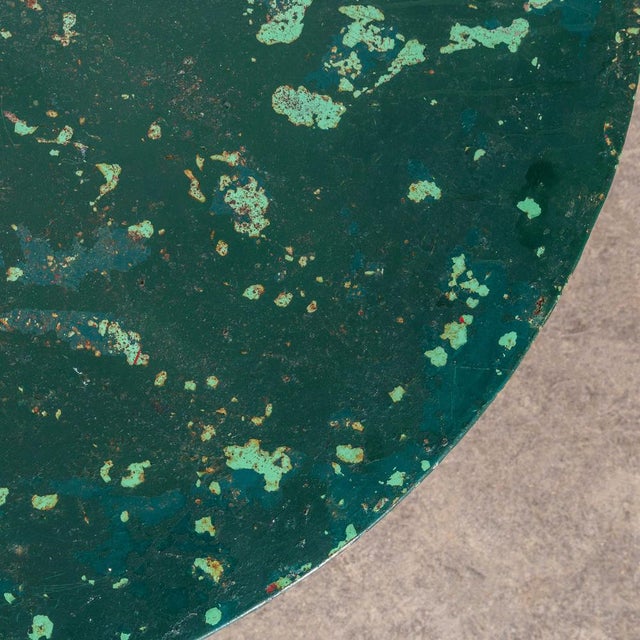 Round Dark Green Metal Folding Dining Table, 1950s For Sale - Image 6 of 8