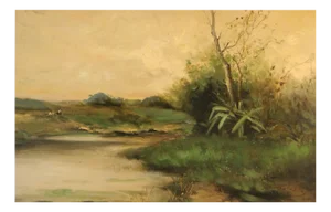 French Artist, Impressionist River Landscape, 19th Century, Oil on Wood, Framed