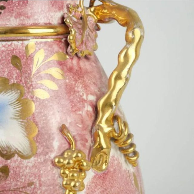 Ceramic Italian Handpainted Vase in Pink and Gold Vase from Mica For Sale - Image 7 of 8