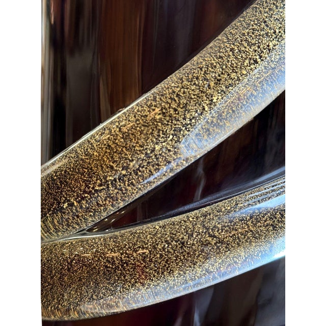 Glass Signed Camozzo Murano Dark Amethyst Art Glass Vase With Gold Flecks. For Sale - Image 7 of 8