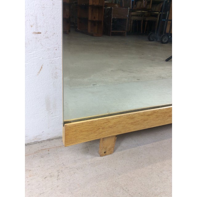 Mid Century Modern Mountable Mirror With Beveled Glass and Blonde Wood Base For Sale - Image 12 of 17