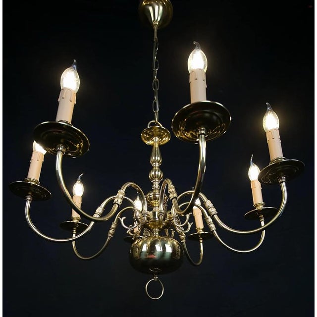 2000 - 2009 Dutch Gilt 8-Arm Chandelier For Sale - Image 5 of 6