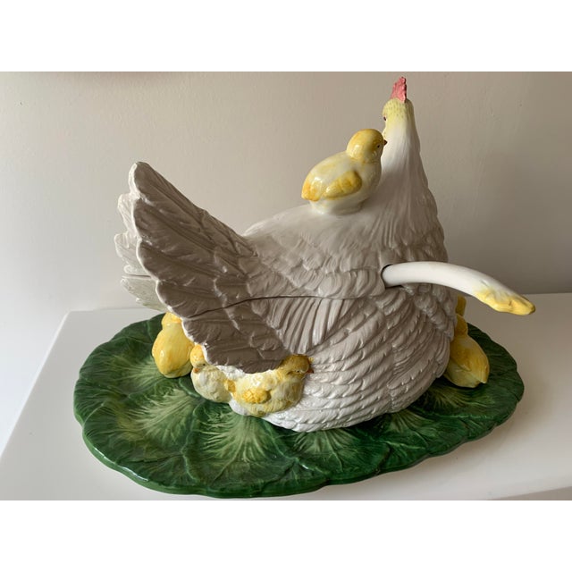 Late 20th Century Intrada Hen Soup Tureen With Baby Chicks, Ladle and Serving Tray 8 Pieces