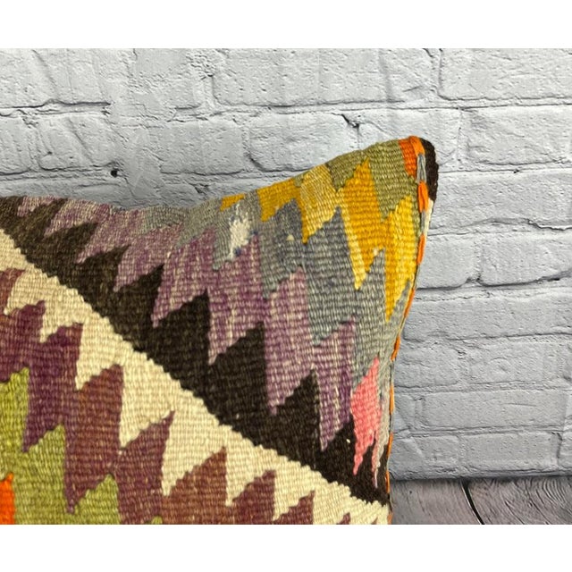 Turkish 20 x 20 Kilim Pillow Turkish Cushion Natural Aegean Serenity Pillow Cushion Cover For Sale - Image 3 of 4