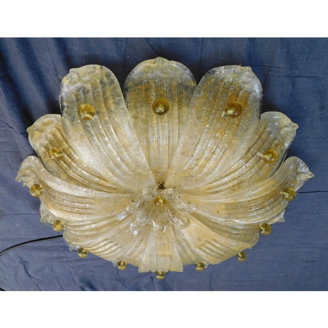 Italian 20th Century Amber Graniglia Murano Flush Mount For Sale - Image 3 of 8