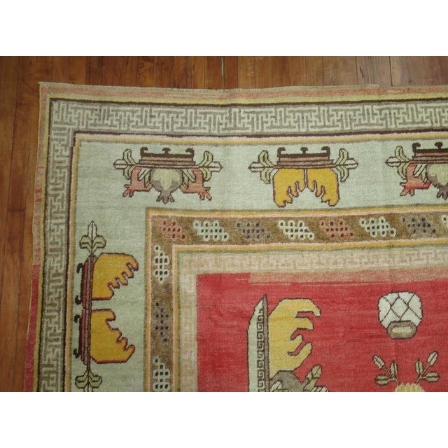 Asian Antique Antique Khotan Flower Vase Rug - 8'8" x 16'2" For Sale - Image 3 of 8