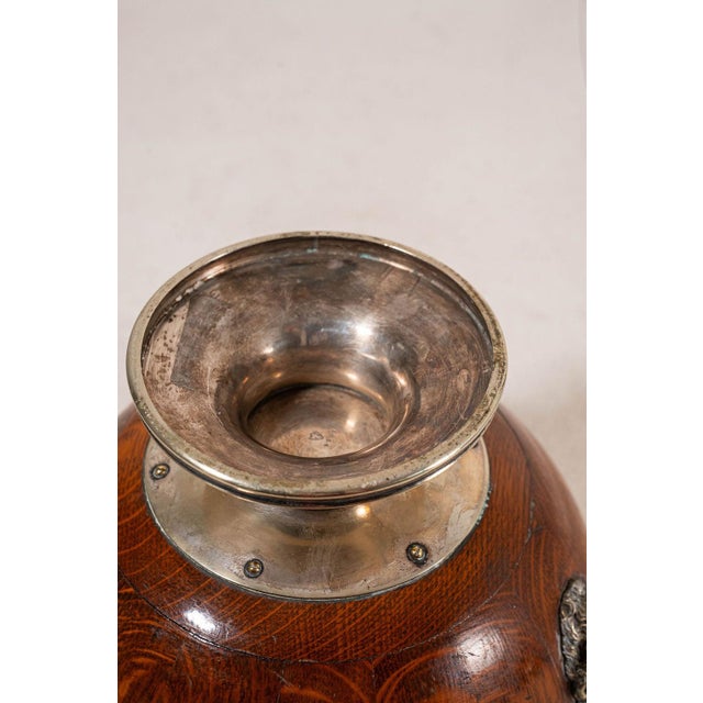 19th Century Lion Head Oak & Silver Plated Pedestal Bowl (c.1880) For Sale In Charleston - Image 6 of 6