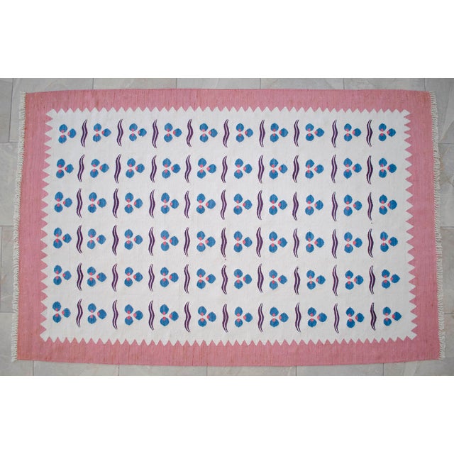 White Turkish Silk Rug Kilim Hand Woven Chintemani Motif Oushak Area Rug - 4′2″ × 6′4″ For Sale - Image 8 of 12