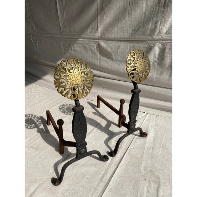 American Early 20th Century Fireplace Iron Andirons - a Pair For Sale - Image 3 of 11