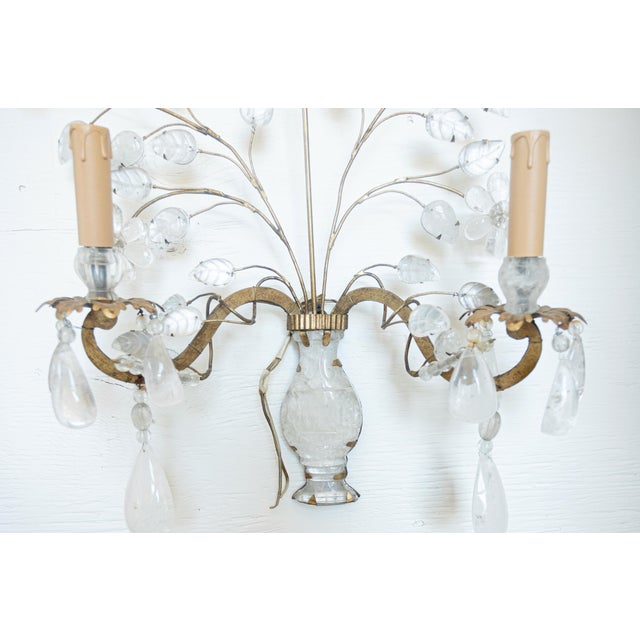 Maison Bagues Style Gilt and Rock Crystal Sconces - A Pair For Sale In Houston - Image 6 of 6