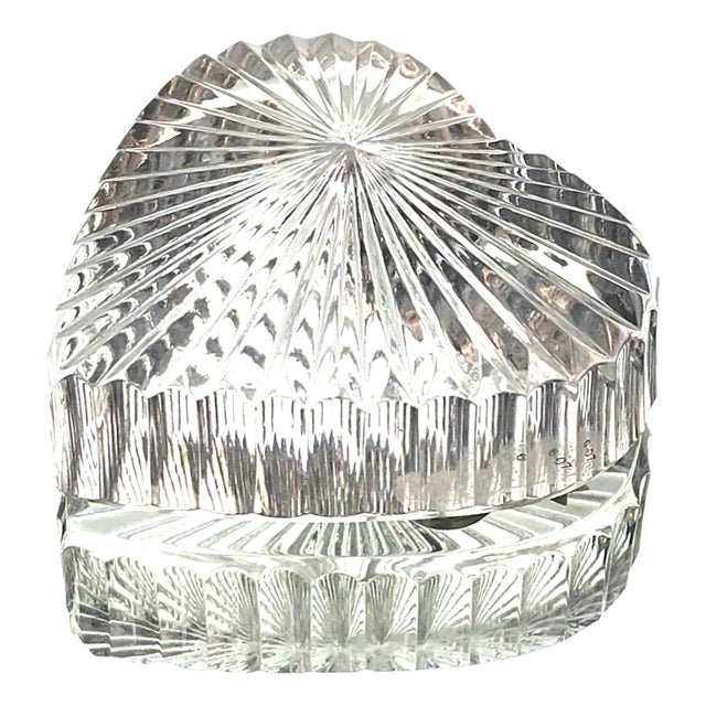 Waterford Crystal Heart Paperweight - Radiating Ribbed Design - Classic Décor For Sale