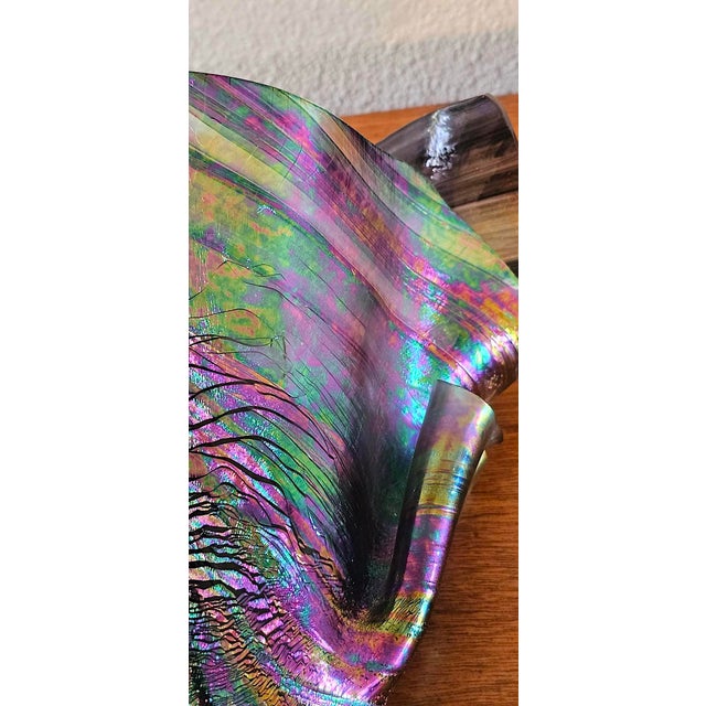 1990s Iridescent “Handkerchief” Art Glass Vase, Oil Slick Finish For Sale - Image 14 of 14