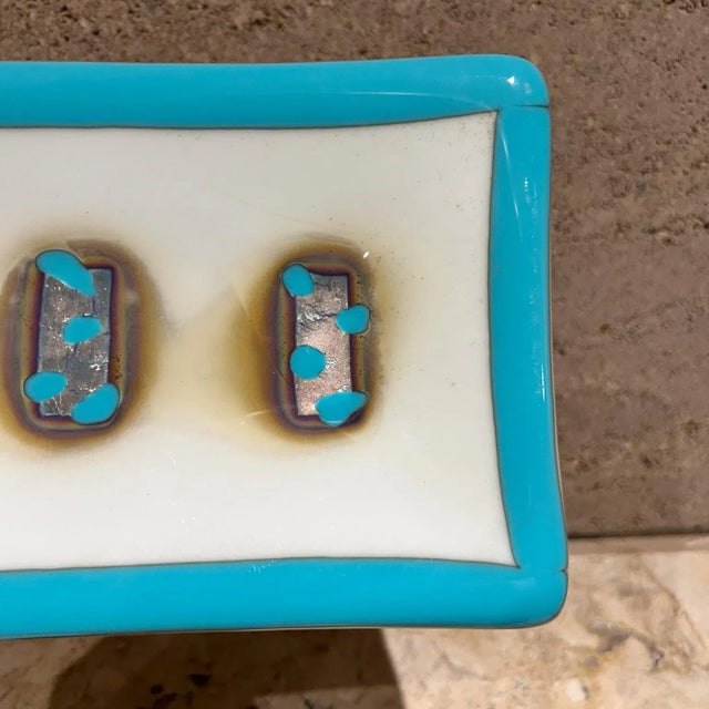 Blue 1960s Italian Art Glass Abstract Blue Dish Style a v Mazzega For Sale - Image 8 of 11