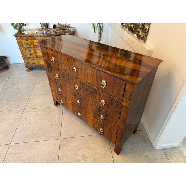 Antique Biedermeier Walnut Veneered Chest of Drawers For Sale - Image 4 of 14