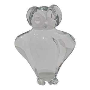 Glass Owl Paperweight | Scandinavian C. 1970s