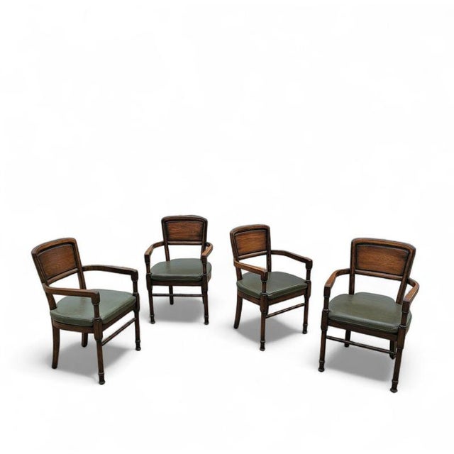 RAC Dining Chairs with Green Leather Cushions from Royal English, Set of 4 For Sale - Image 12 of 14