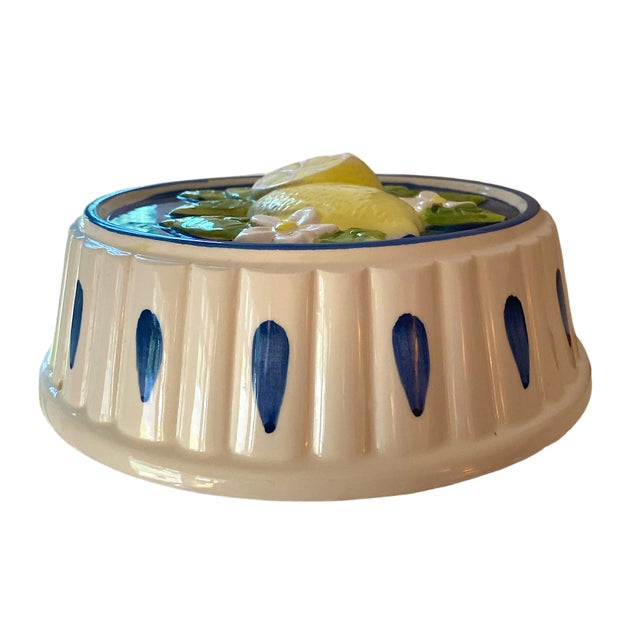 Vintage Majolica Ceramic Tart Pan With Lemons Scalloped Edge Chairish