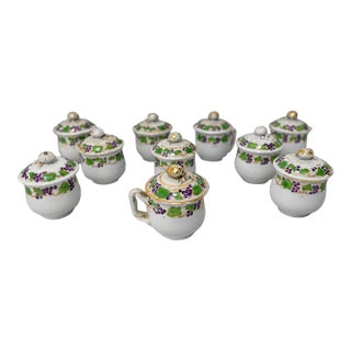 Set of 10, Chinese Export "Grapevine" Pot De Crème Cups and Covers, C. 1800 For Sale