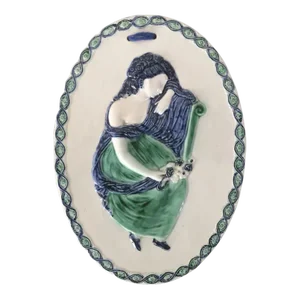 Antique 18th Century English Georgian Staffordshire Pearlware Prattware Oval Wall Plaque