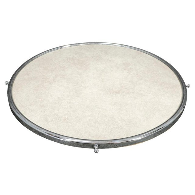 Gold Art Deco Czech Round Serving Tray in Chrome, Glass and Wood, 1930s For Sale - Image 8 of 8