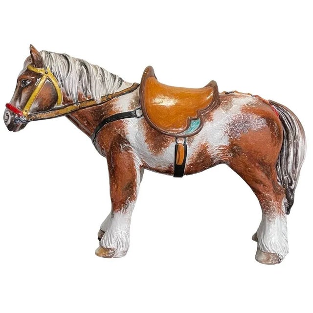 Ceramic Monumental Hollywood Regency Italian Terracotta Western Horse Figurine - 38 Inches For Sale - Image 7 of 8