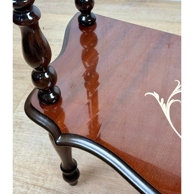 Vintage Italian Rococo Marquetry Fruitwood Console Hall Table For Sale - Image 9 of 12
