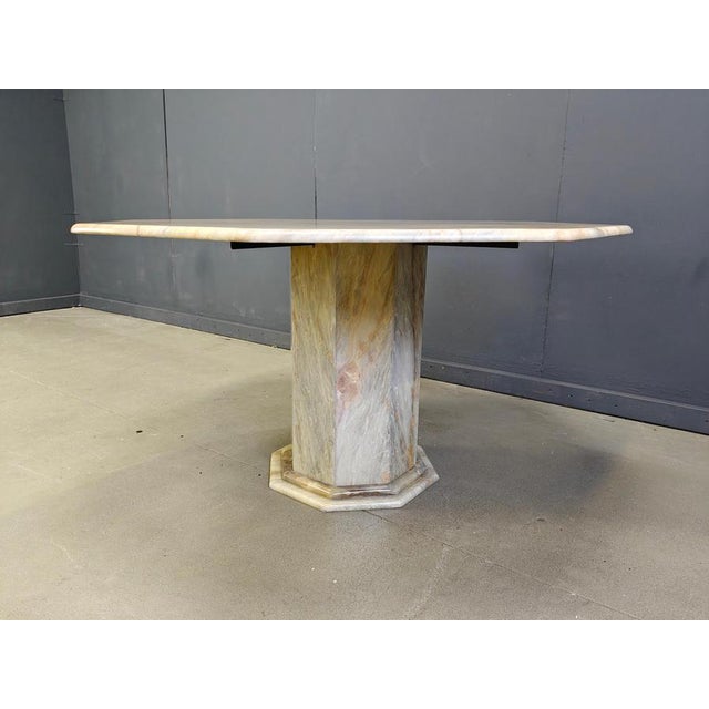 Hollywood Regency Italian Octagonal Marble Dining Table, 1970s For Sale - Image 3 of 14