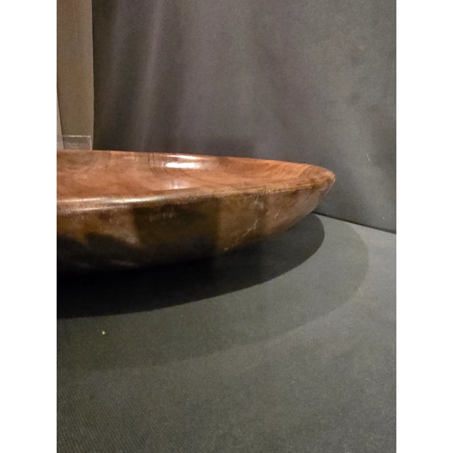 Rustic 1970s Large Hand Turned Wooden Bowl For Sale - Image 3 of 7