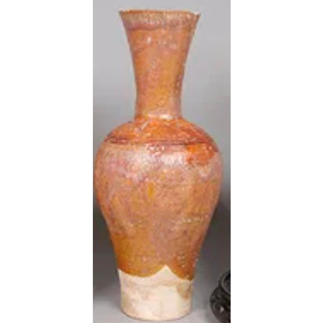 Song Dynasty Style Carmel Glazed Vase three chips at the rim of the vase has measurements of approximately 6"x6"x13"