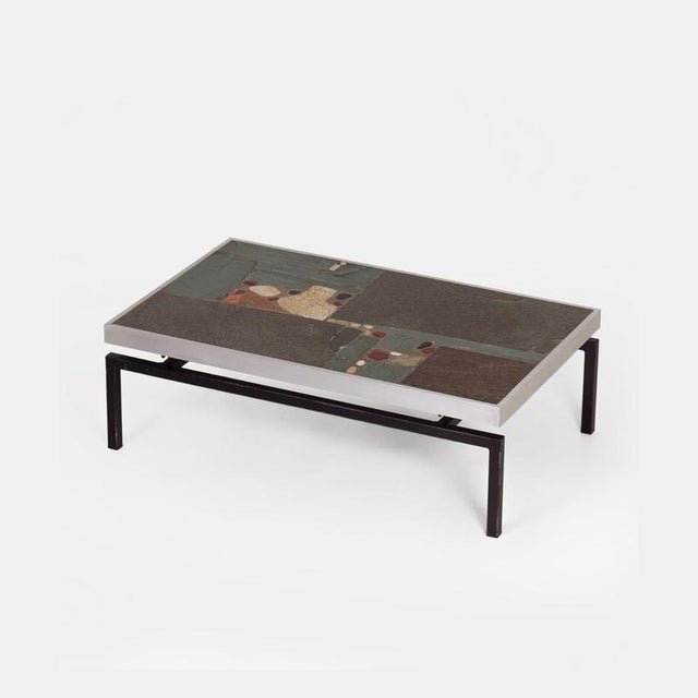 Brutalist Coffee Table with Aluminum Edge by Paul Kingma, 1960s For Sale - Image 11 of 12