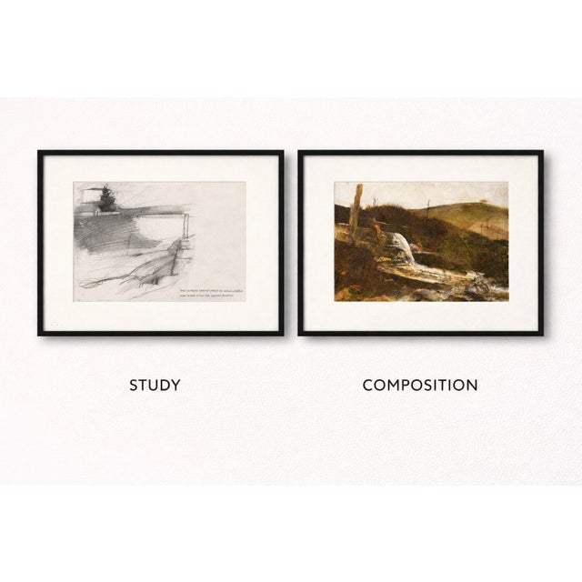 Mid 20th Century Wyeth Study Pair — Hillside Waterfall Study & Landscape Composition — Plates 41–42 For Sale - Image 10 of 12