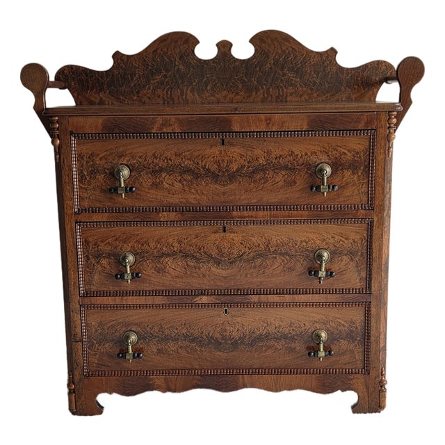 American Empire Style Burl Chest of Drawers Mid to Late 19th Century For Sale