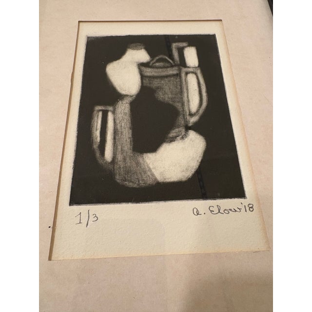 Alon Elow Signed Limited Edition Abstract Etching hand printed on paper by artist in NY.