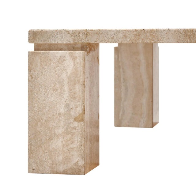 1980s Modernist Travertine Vintage Coffee Table For Sale - Image 5 of 9