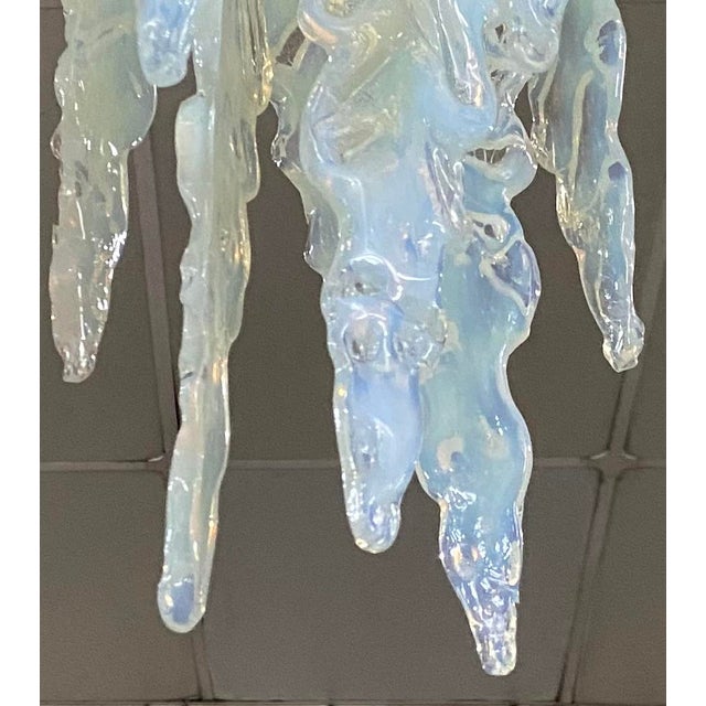 Opaline Murano Stalactite Chandelier from AV Mazzega, Italy, 1970s For Sale - Image 6 of 8