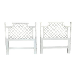 Vintage Fick’s Reed Bamboo Twin Headboards With Bed Rails-A Pair For Sale