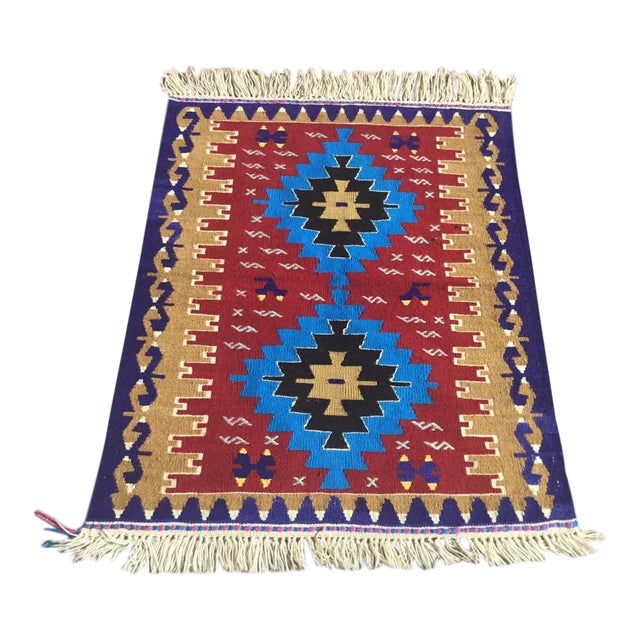 1960s Vintage Turkish Kilim Rug - 30" X 37" For Sale
