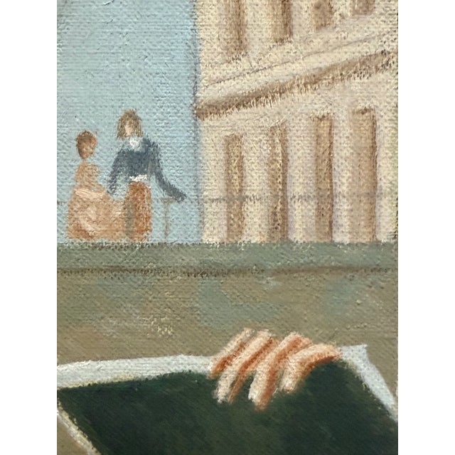 Vintage Oil on Board Rendition of a "Young Woman Drawing" For Sale - Image 4 of 10