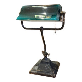 Early 1900’s Art Deco Emeralite Bankers Desk Lamp – Rewired For Sale