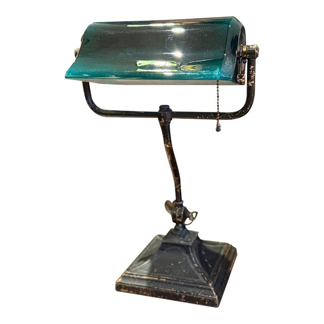 Early 1900’s Art Deco Emeralite Bankers Desk Lamp – Rewired For Sale
