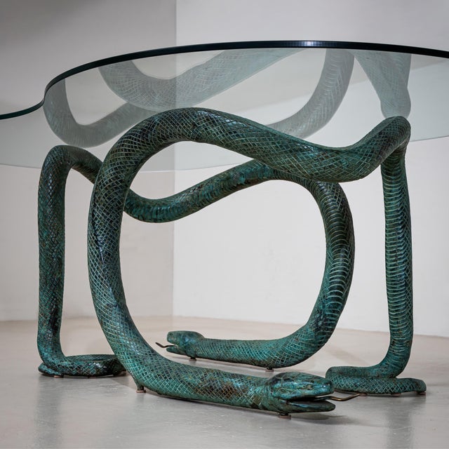 Mid 20th Century Coffee Table With Bronze Snakes, 20th Century For Sale - Image 5 of 8