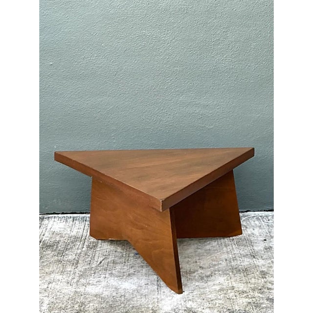 Vintage Triangular Wood Coffee Table For Sale - Image 9 of 12