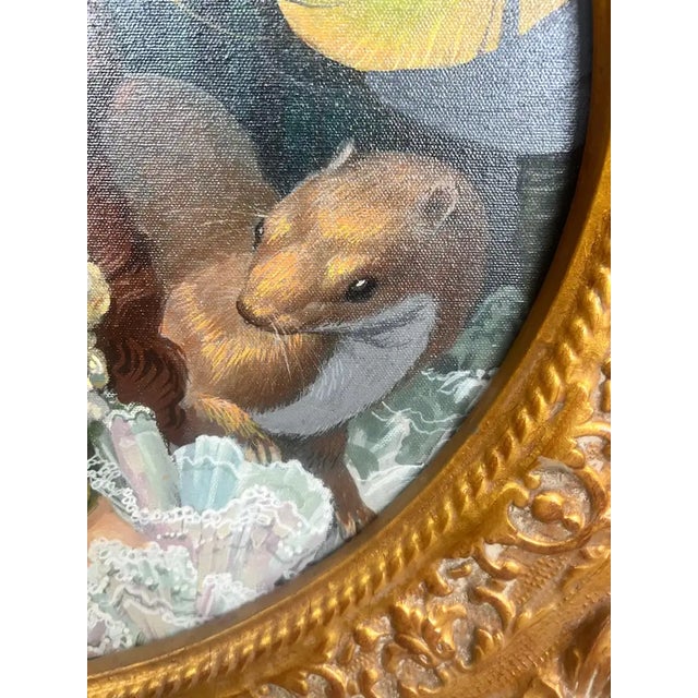 Romantic Belle Époque Portrait of a Lady in Gilded Rococo Frame Print on Canvas 1990's For Sale - Image 10 of 18