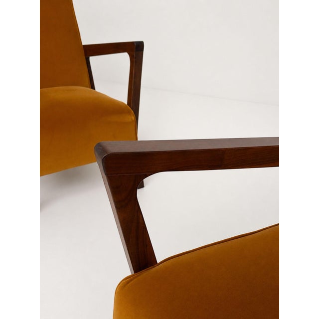 Vintage Italian Armchairs in Orange Velvet, 1960s, Set of 2 For Sale - Image 10 of 13