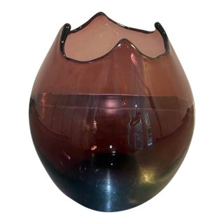 Midcentury Purple Art Glass Vase For Sale