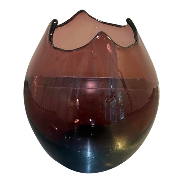 Midcentury Purple Art Glass Vase For Sale