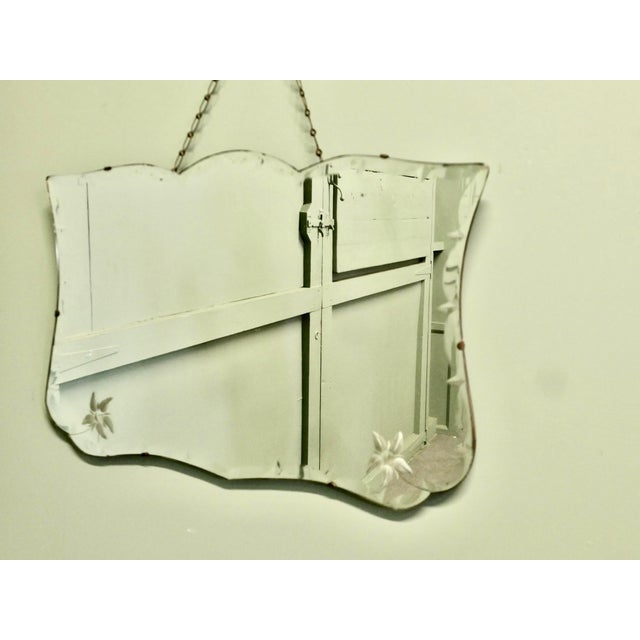 French Art Deco Wall Mirror with Etched Flowers, 1930s For Sale - Image 6 of 8