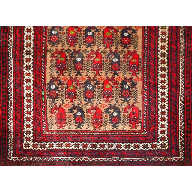 Red Vintage Afghani Baluch Prayer Rug For Sale - Image 8 of 12