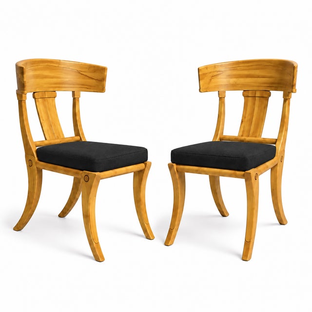 Teak Klismos Patio Dining Chairs. - Set of 6 For Sale - Image 4 of 5