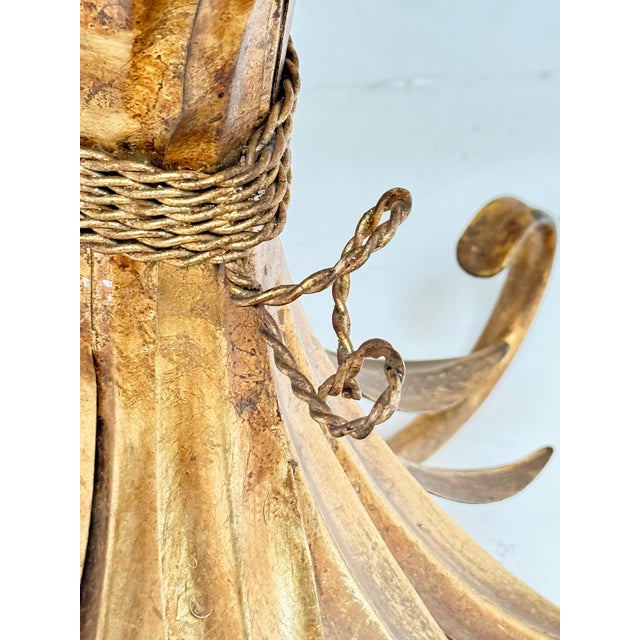 Italian Wheat Sheaf Low Table of Gilt Metal With Round Top of Glass For Sale - Image 9 of 9